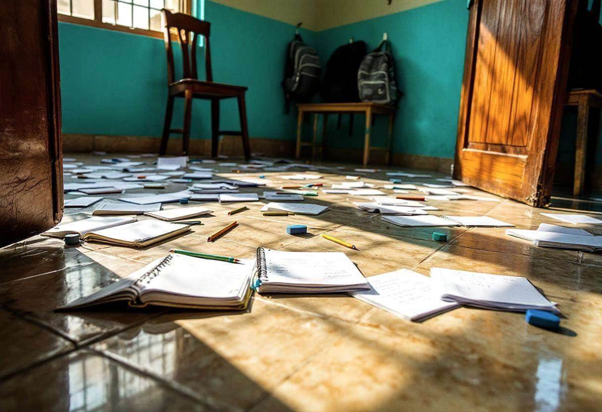 Scattered notebooks with handwritten creative writing drafts